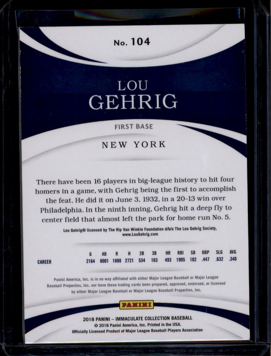 2018 Immaculate Collection Red 104 Lou Gehrig 8/25