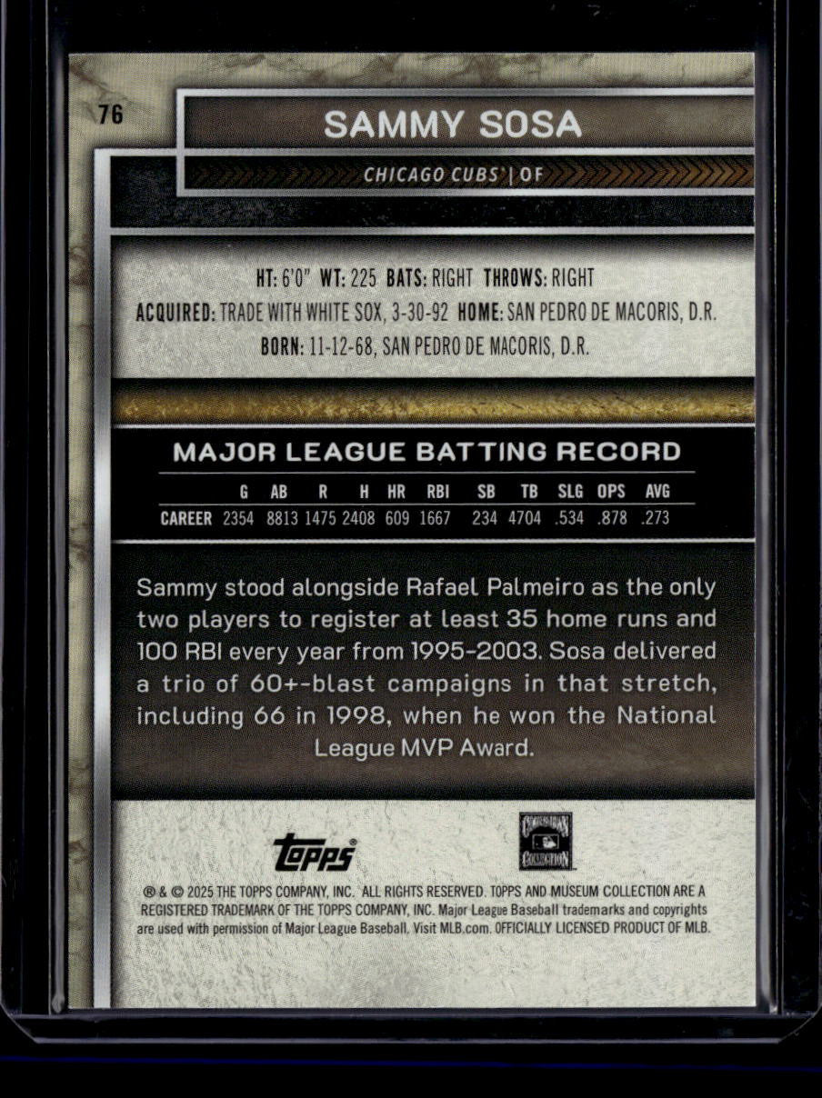 2025 Topps Museum Collection Blue Topaz 76 Sammy Sosa 12/25