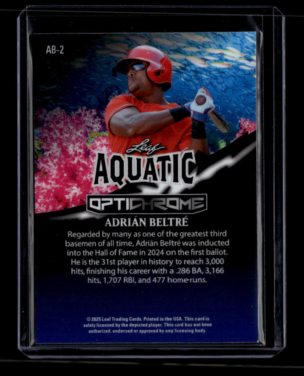 SOLD 180453 2025 Leaf Optichrome Aquatic Whales Gold Super Prismatic ab2 Adrian Beltre 1/1