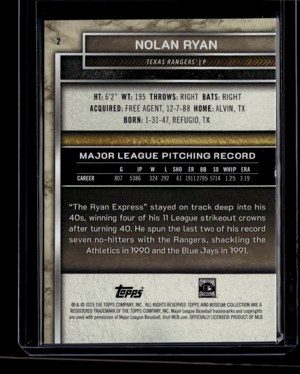SOLD 180454 2025 Topps Museum Collection Ruby 2 Nolan Ryan 61/75