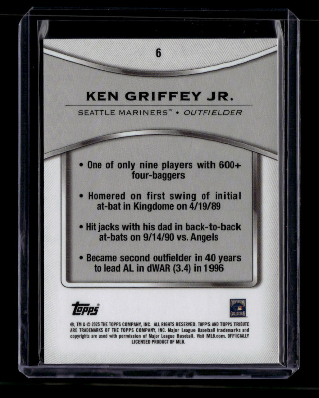SOLD 180456 2025 Topps Tribute Gold 6 Ken Griffey Jr. 8/75