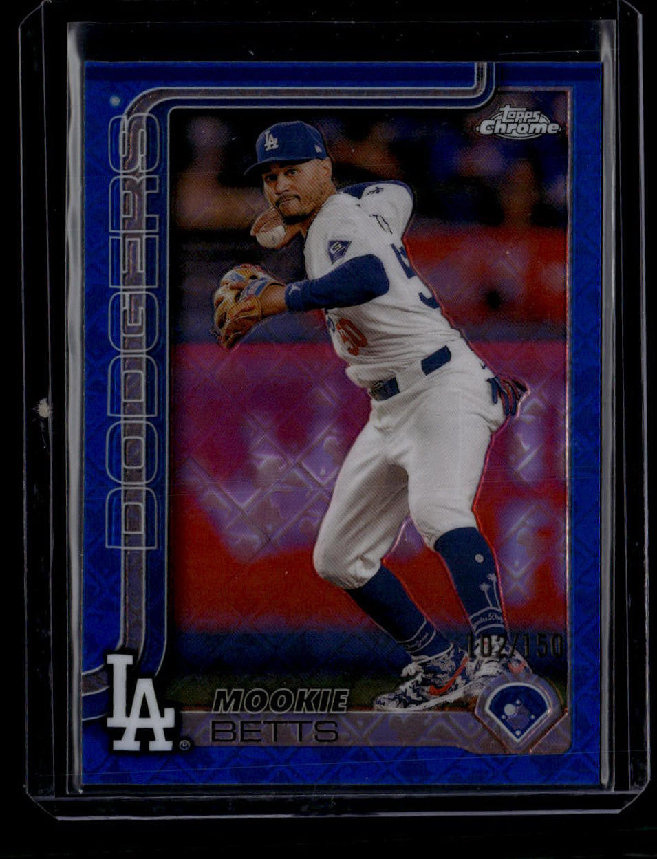 2025 Topps Chrome Logofractor Blue Refractor 50 Mookie Betts 102/150