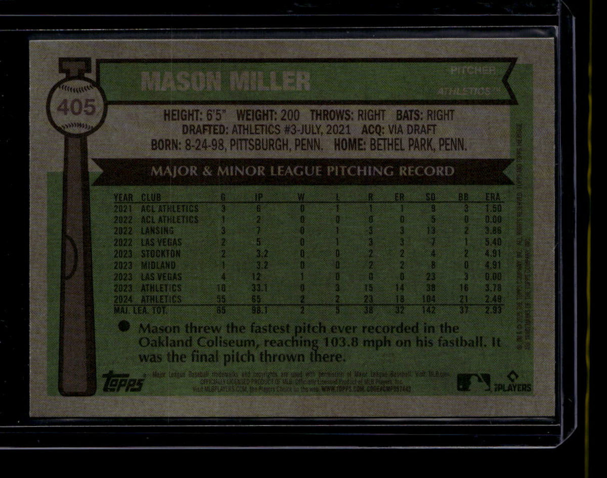 SOLD 180459 2025 Topps Heritage Chrome Black Refractor 405 Mason Miller 35/76