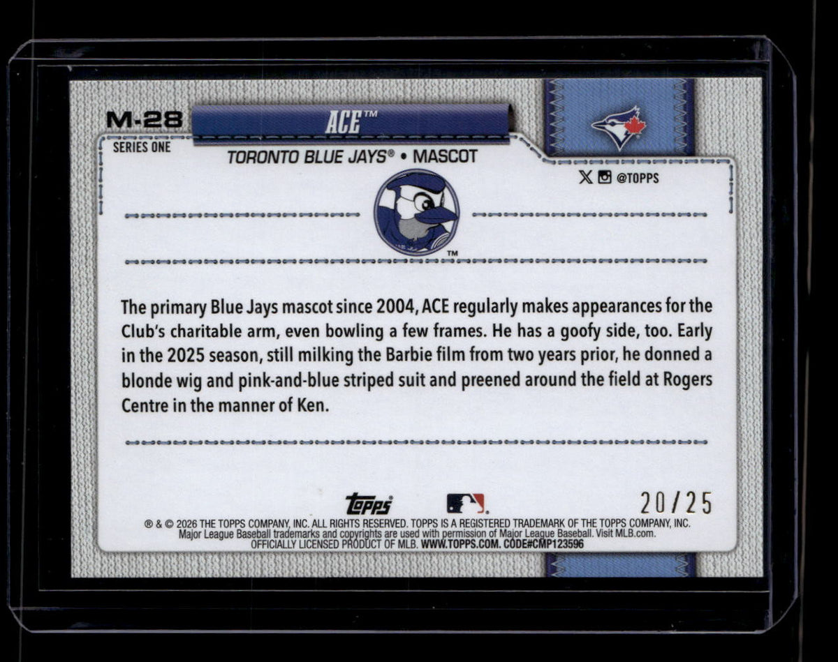 2026 Topps Celebration Mascots Orange m28 Ace 20/25