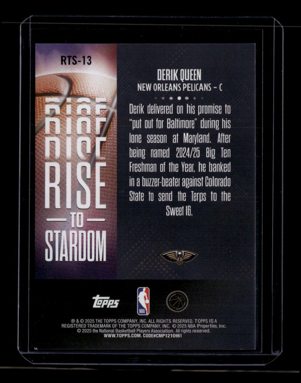 2025-26 Topps Rise to Stardom Gold Rainbow rts13 Derik Queen Rookie 35/50