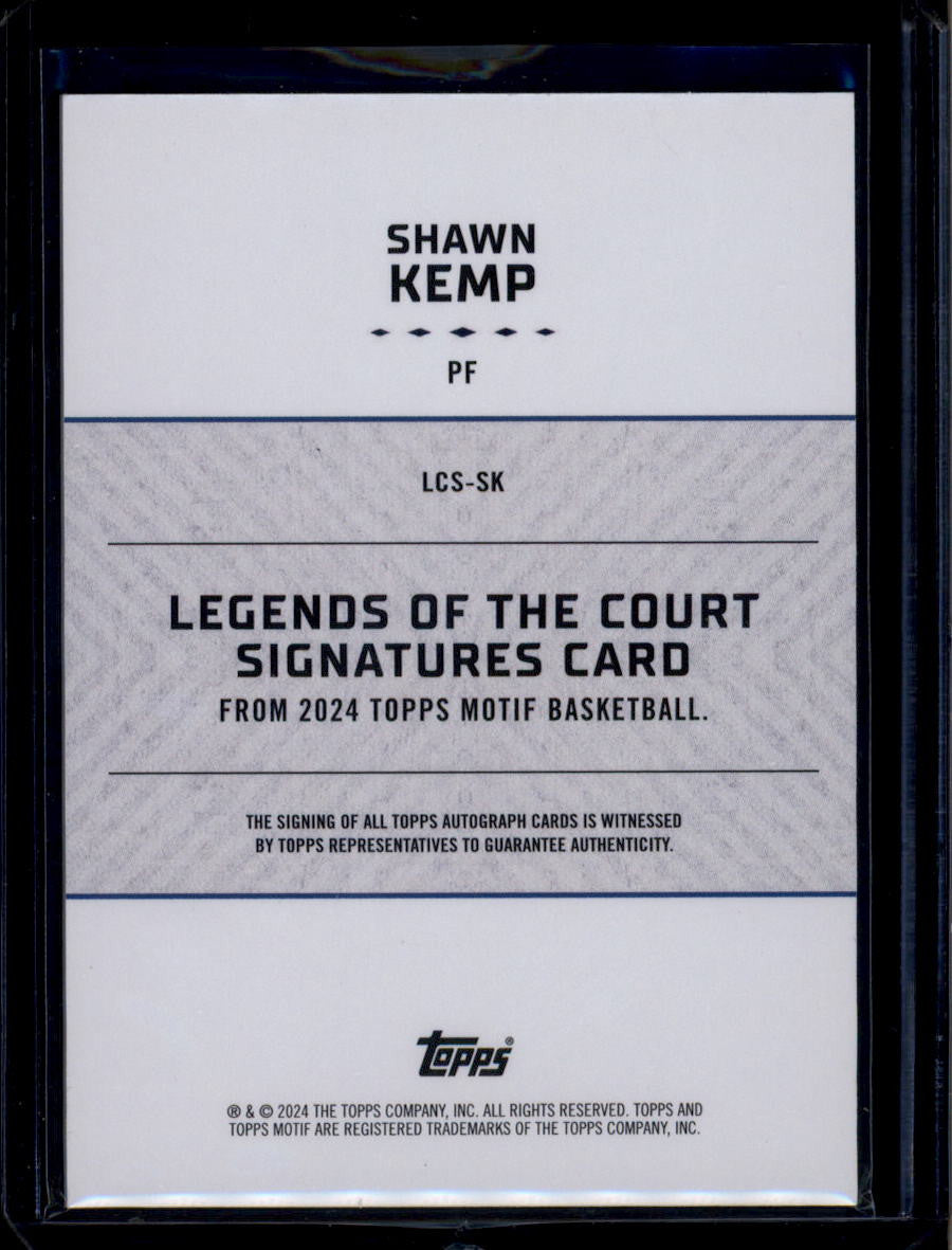 2023-24 Topps Motif Legends of the Court Signatures LCSSK Shawn Kemp Auto 72/99