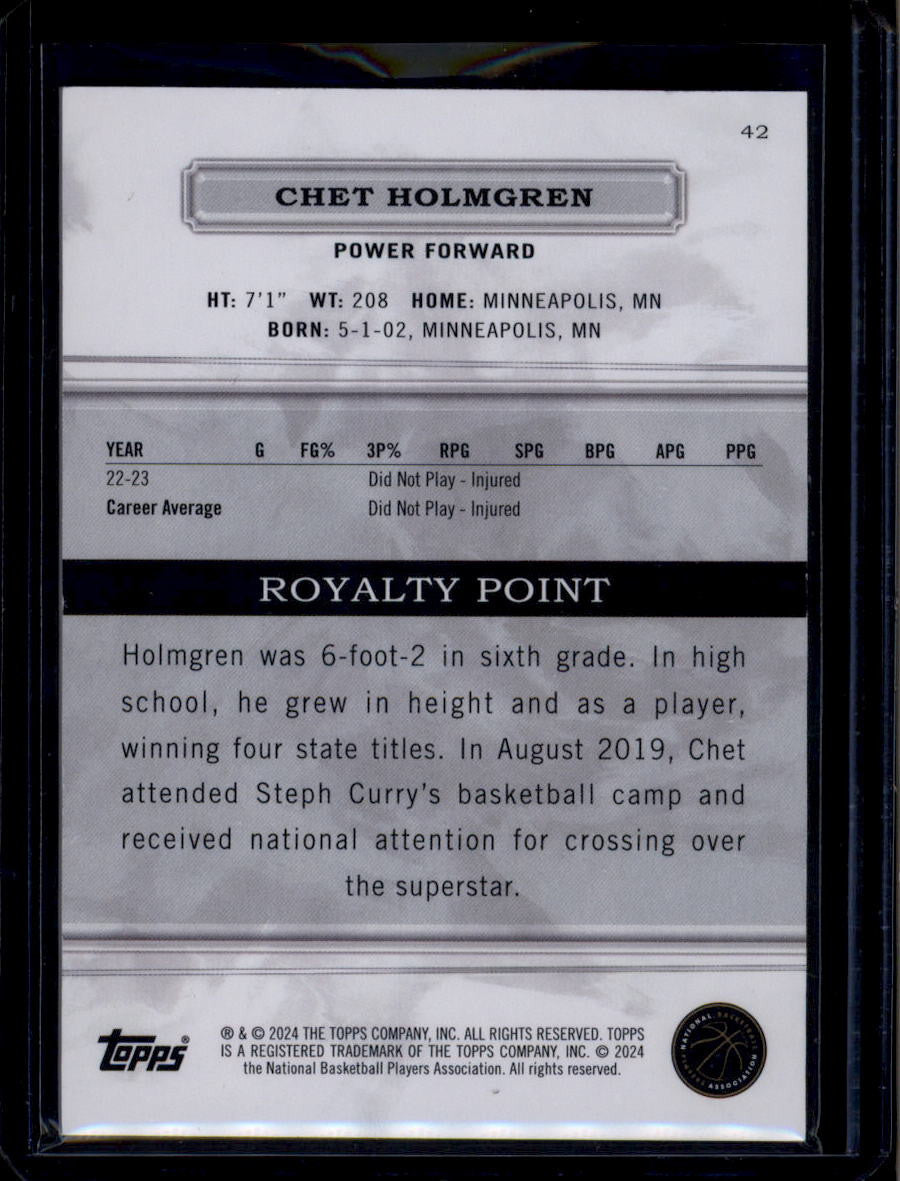 2023-24 Topps Royalty Gold 42 Chet Holmgren 9/10