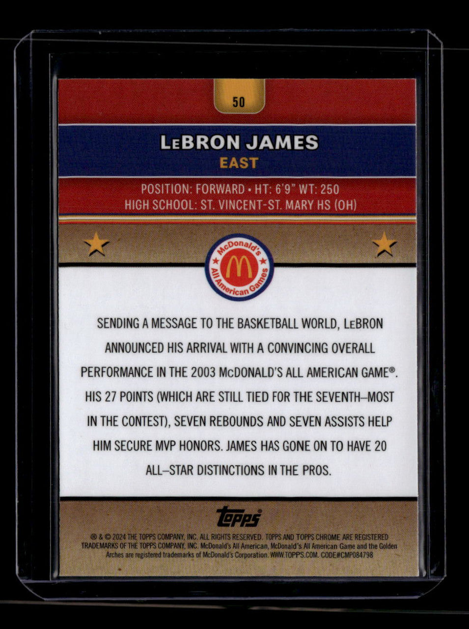 2024 Topps Chrome McDonald's All American McFlurry Refractor 50 LeBron James