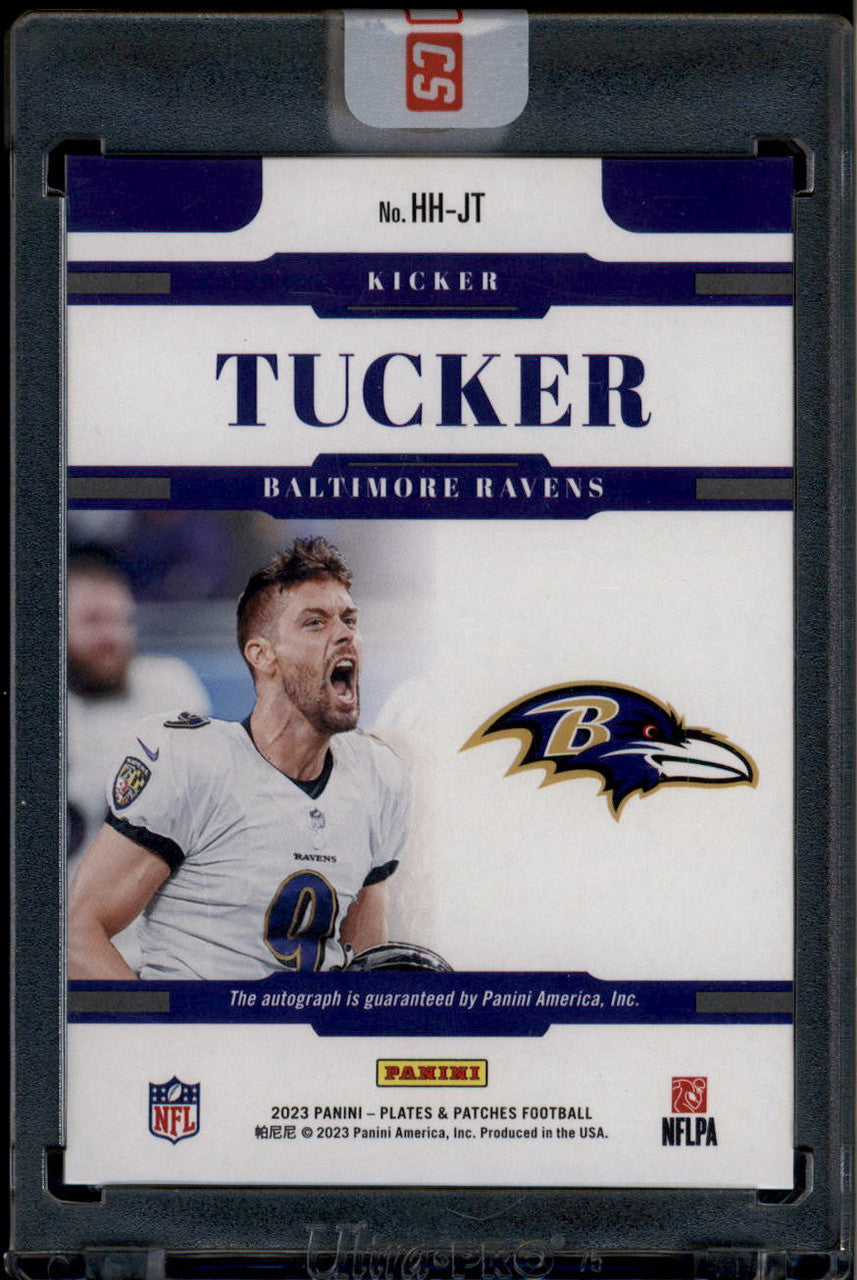 SOLD 180499 2023 Panini Plates and Patches Historical Hallmarks 14 Justin Tucker Auto 76/149