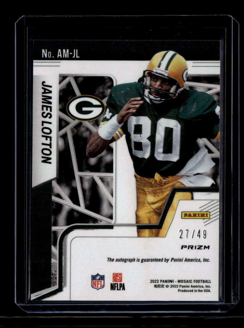 2022 Panini Mosaic Autographs Mosaic Blue 28 James Lofton Auto 27/49