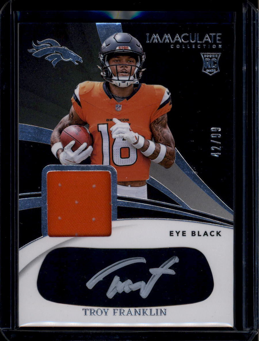 2024 Immaculate Rookie Eye Black Autographs 13 Troy Franklin RC Patch Auto 42/99