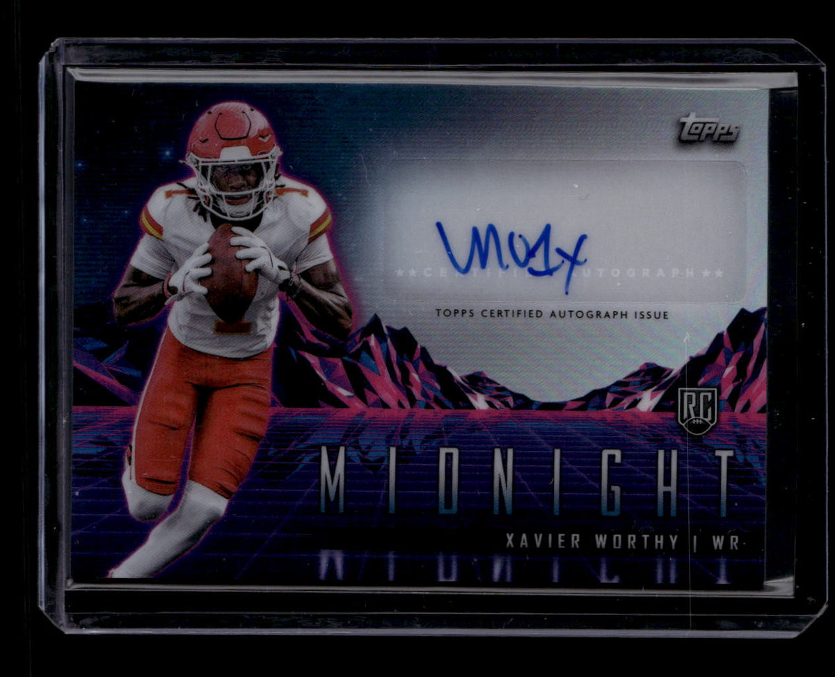 SOLD 180516 2024 Topps Midnight Rookie Horizon Signatures RHSXW Xavier Worthy Rookie Auto