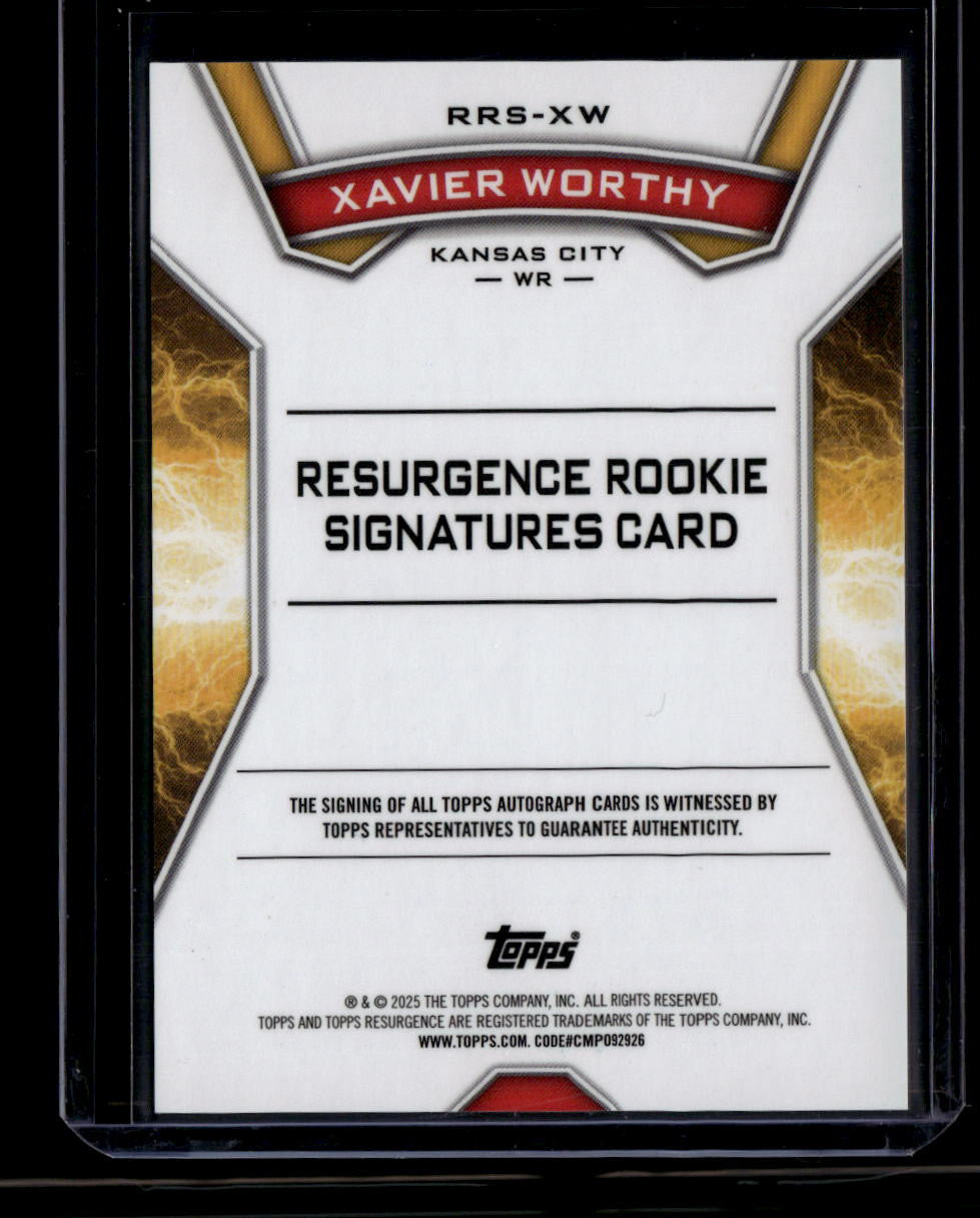SOLD 180518 2024 Topps Resurgence Resurgence Rookie Signatures RRSXW Xavier Worthy RC Auto
