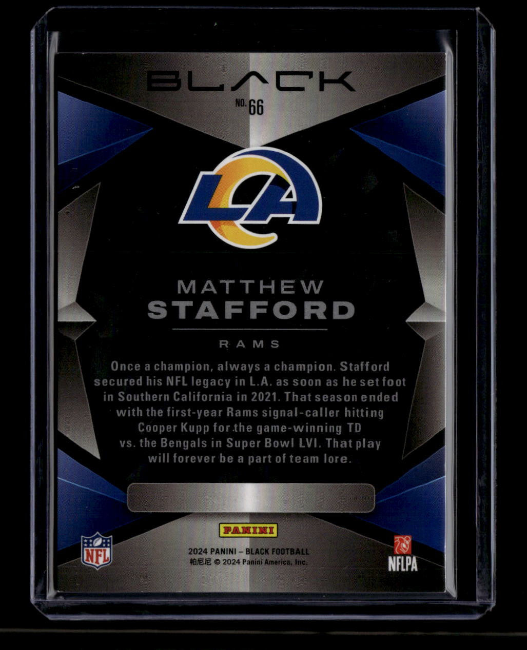 2024 Panini Black Citrine 66 Matthew Stafford 8/25