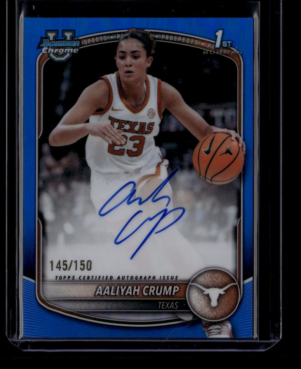 2025-26 Bowman Chrome U Autographs Blue Refractor Aaliyah Crump RC Auto 145/150