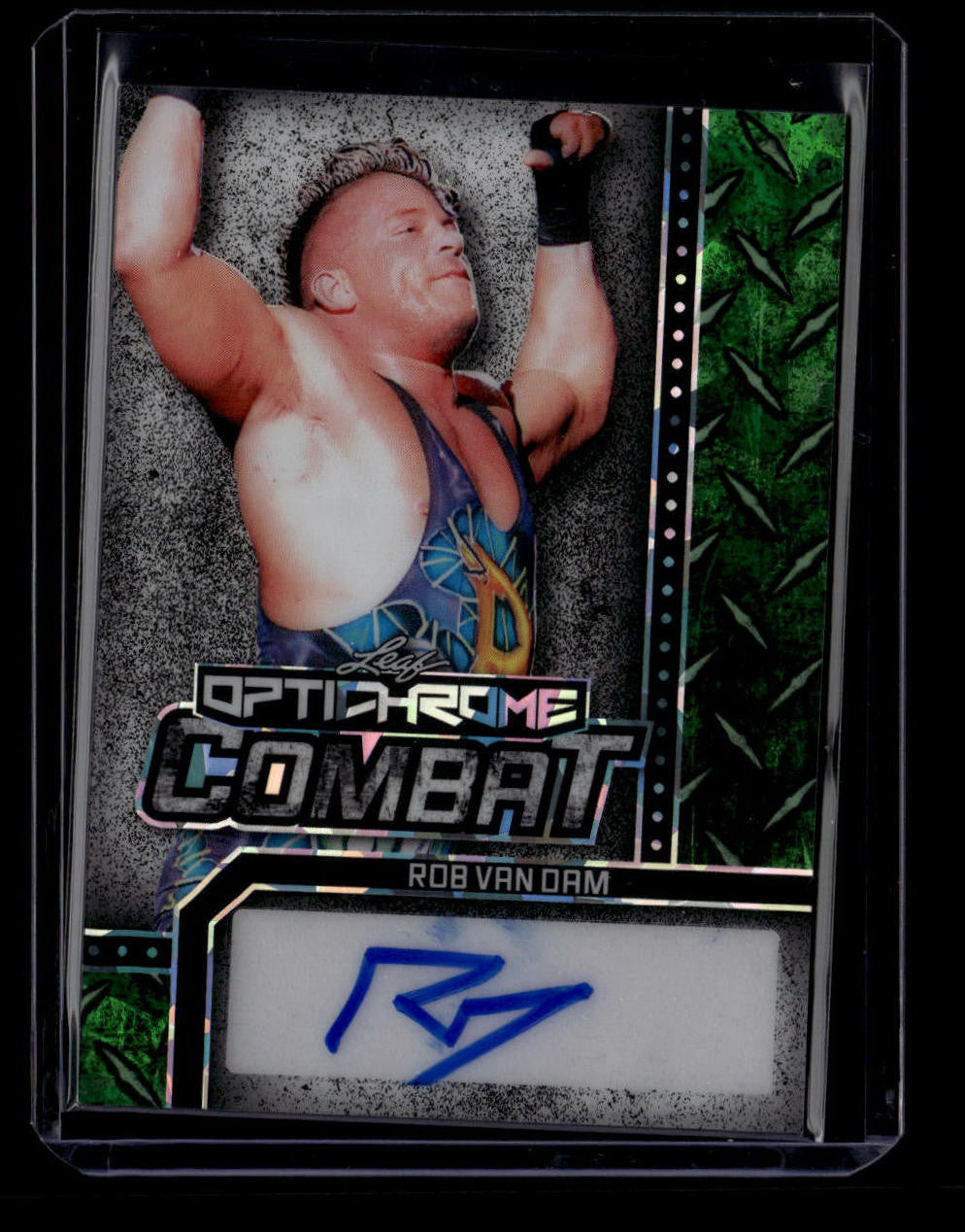 SOLD 180542 2025 Leaf Optichrome Combat Green Crystal OCRVD Rob Van Dam Auto 1/1