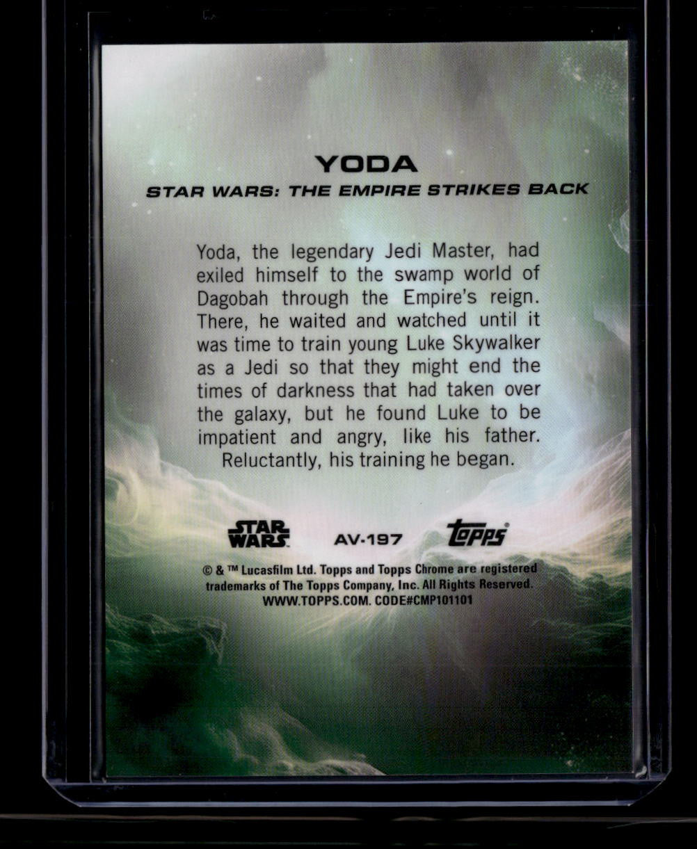 2025 Topps Chrome Star Wars Aurebush Refractor av197 Yoda 36/99