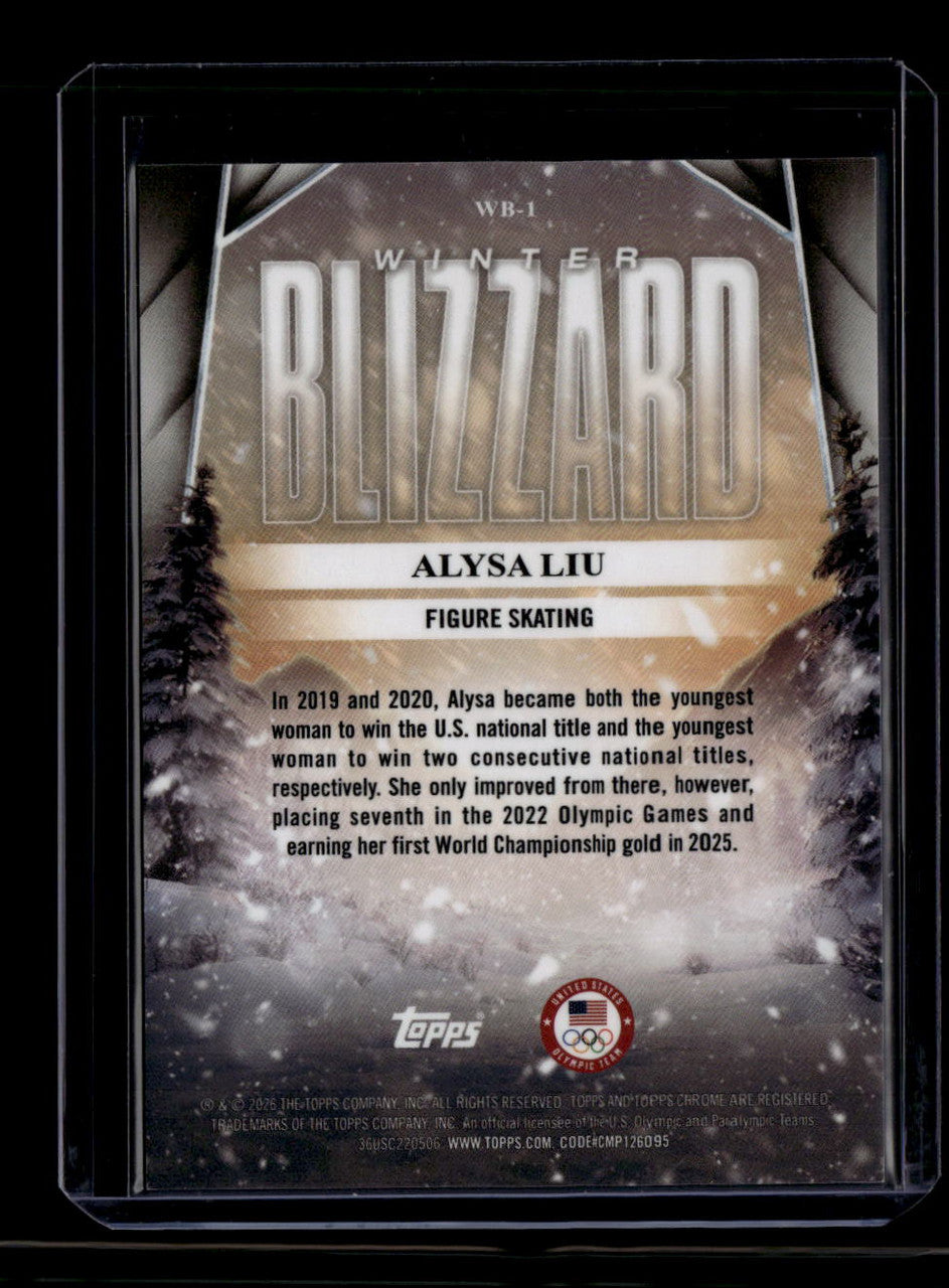 SOLD 180546 2026 Topps Chrome Olympic Winter Blizzard Green Refractor wb1 Alysa Liu 27/99