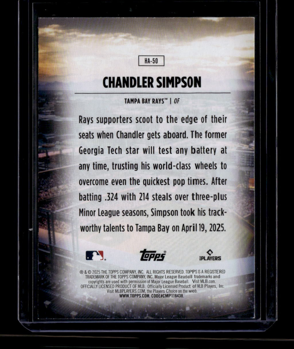 SOLD 180549 2025 Topps Home Field Advantage ha50 Chandler Simpson Rookie