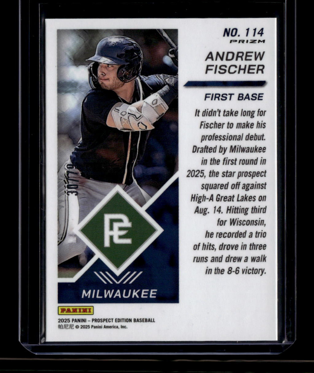 2025 Panini Prospect Edition Holo Prizms Pink Velocity 114 Andrew Fischer RC /79