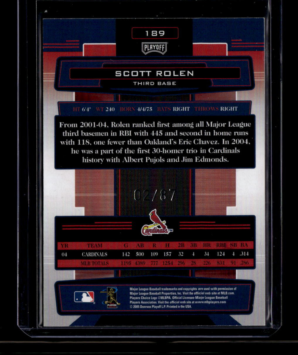 2005 Absolute Memorabilia Autograph Spectrum Silver 189 Scott Rolen Auto 2/87