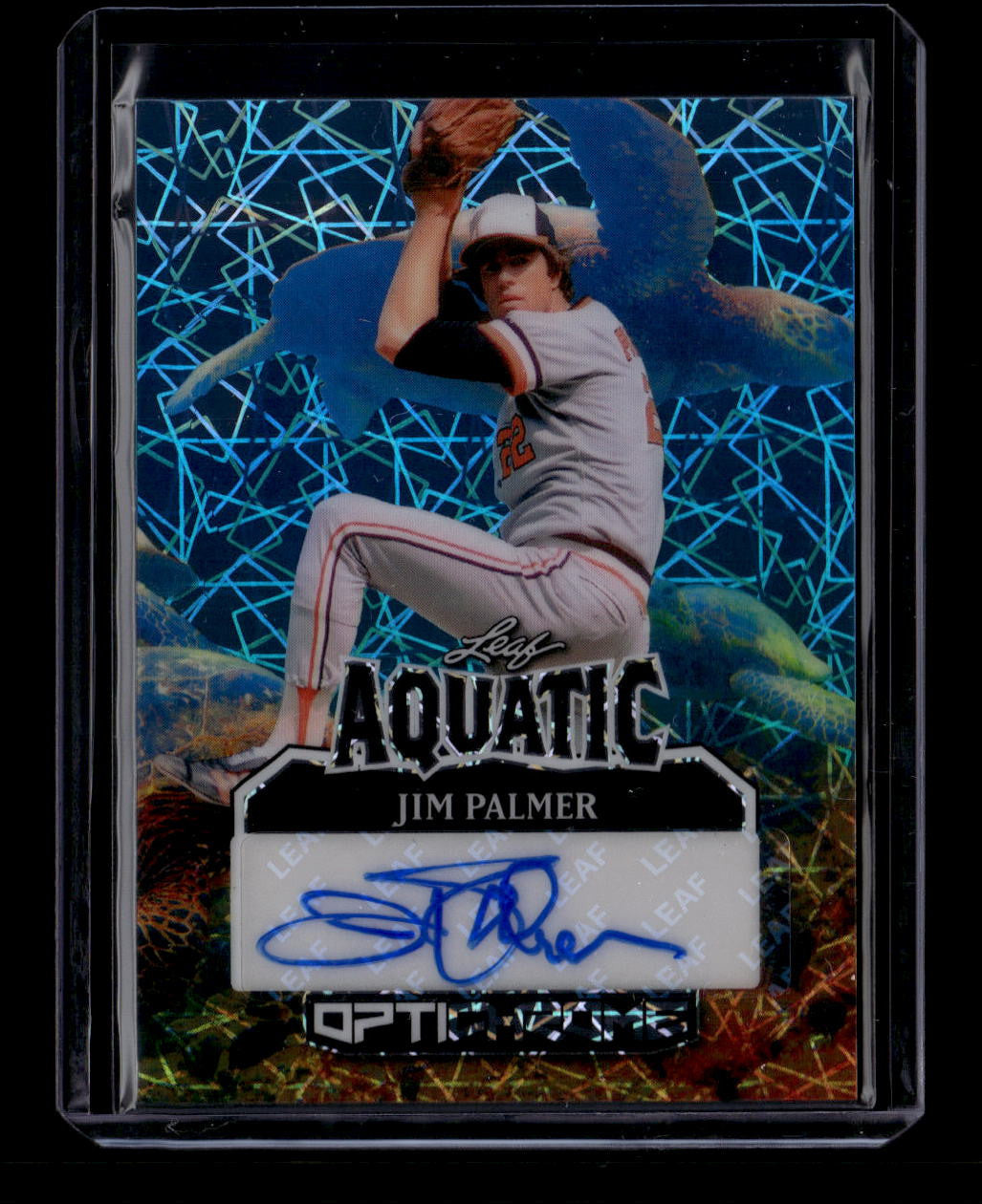 SOLD 180564 2025 Leaf Optichrome Aquatic Autographs Turles Lazer aajp1 Jim Palmer Auto 1/1
