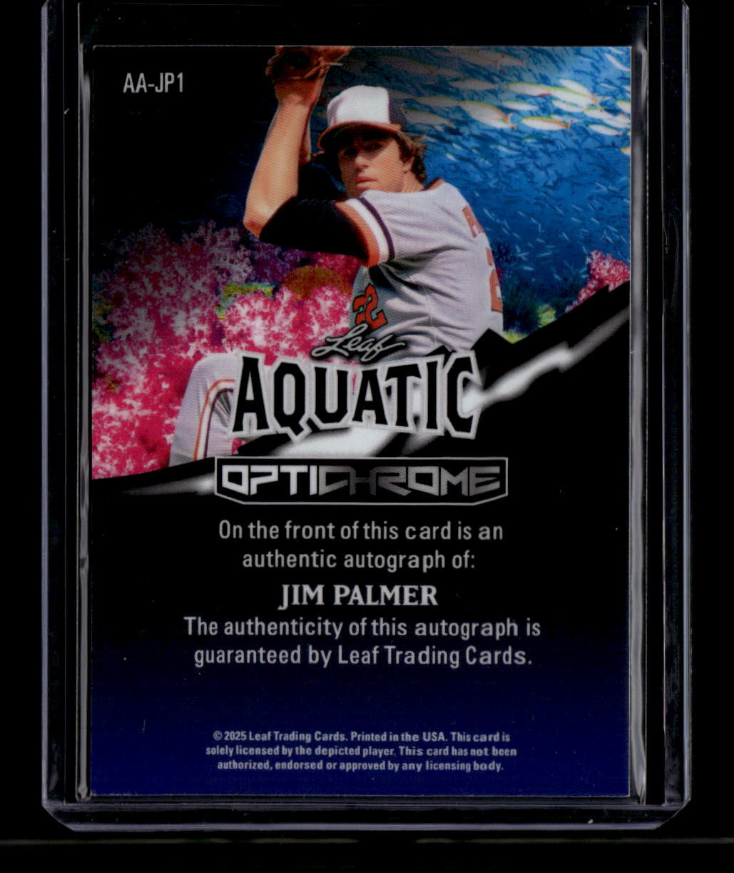 SOLD 180564 2025 Leaf Optichrome Aquatic Autographs Turles Lazer aajp1 Jim Palmer Auto 1/1