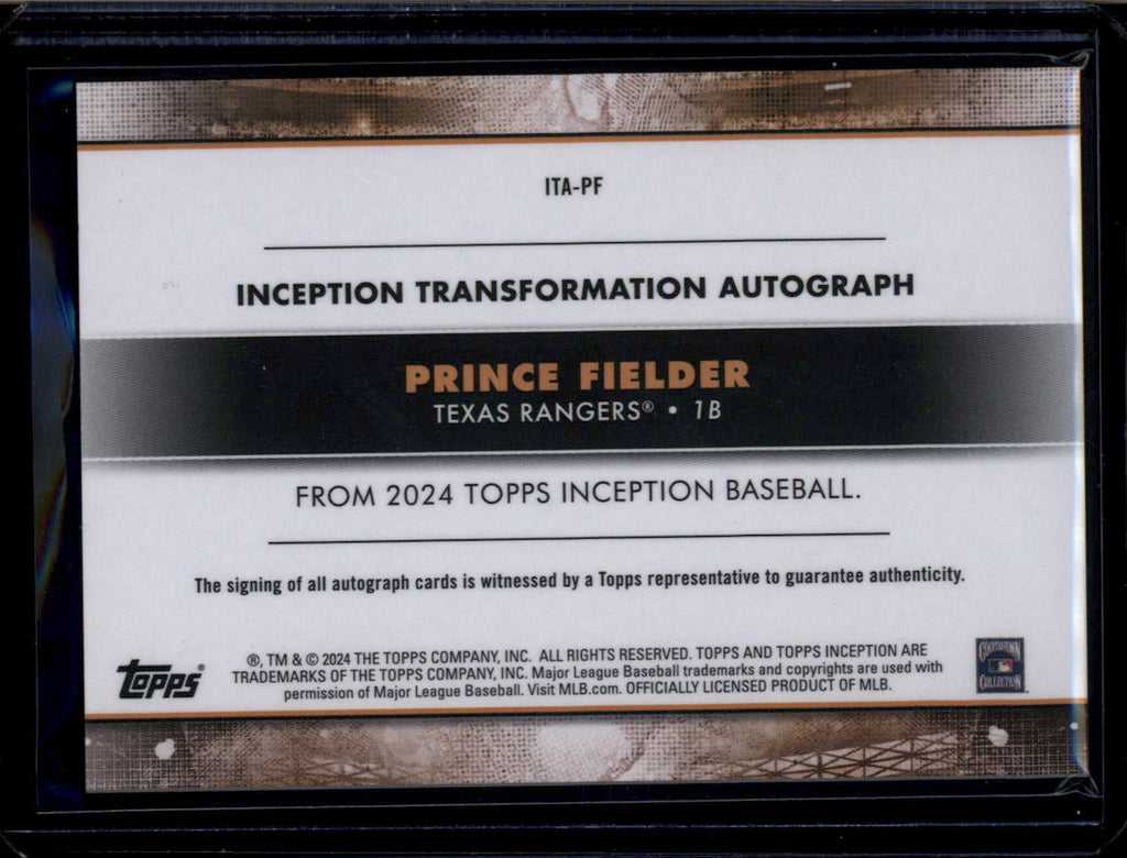 SOLD 180568 2024 Topps Inception Transformation Autographs Red Prince Fielder Auto 10/50