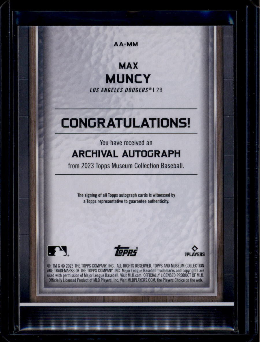 SOLD 180569 2023 Topps Museum Collection Archival Autographs Copper Max Muncy Auto 47/50
