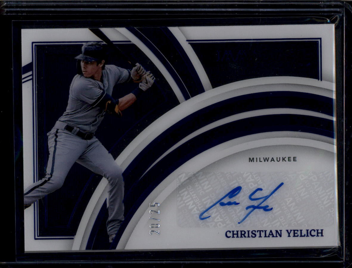 SOLD 180571 2022 Immaculate Collection Clearly Signatures Blue Christian Yelich Auto 20/25