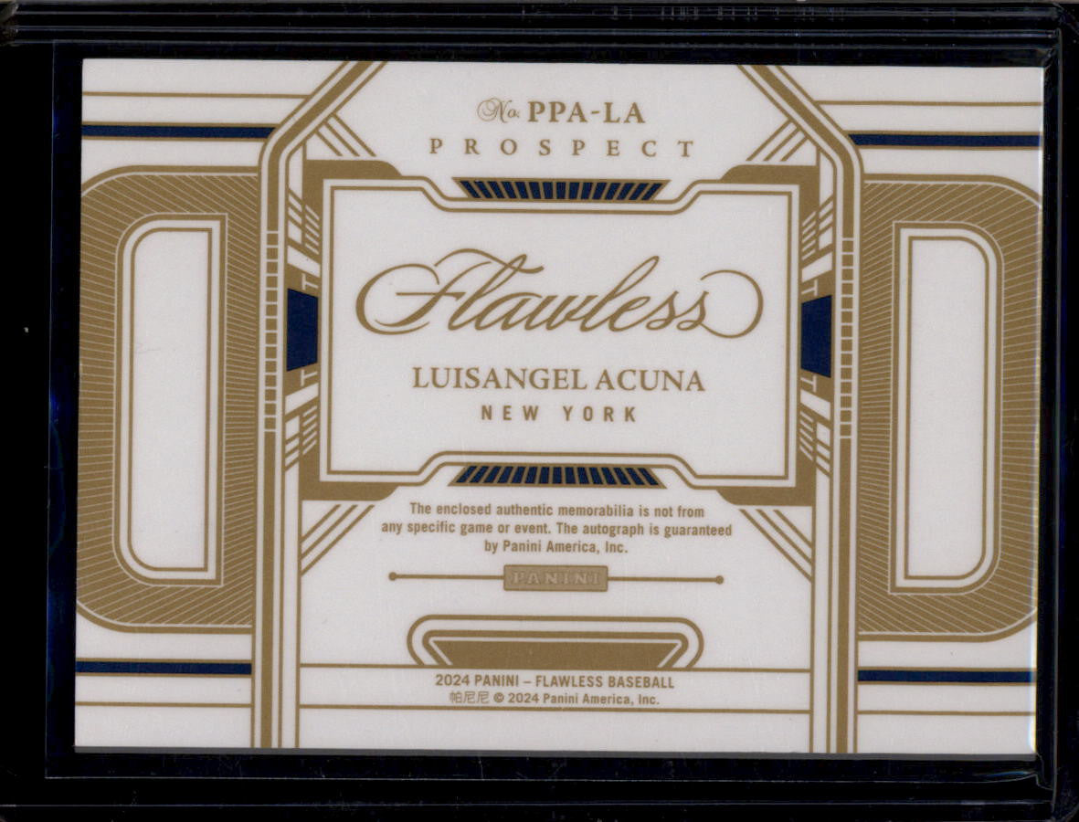 2024 Panini Flawless Prospect Autographs 41 Luisangel Acuna RC Patch Auto 15/15
