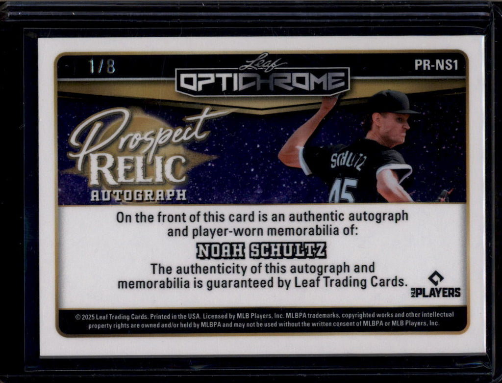 2025 Leaf Optichrome Prospect Relic Autograph Noah Schultz RC Jersey Auto 1/8