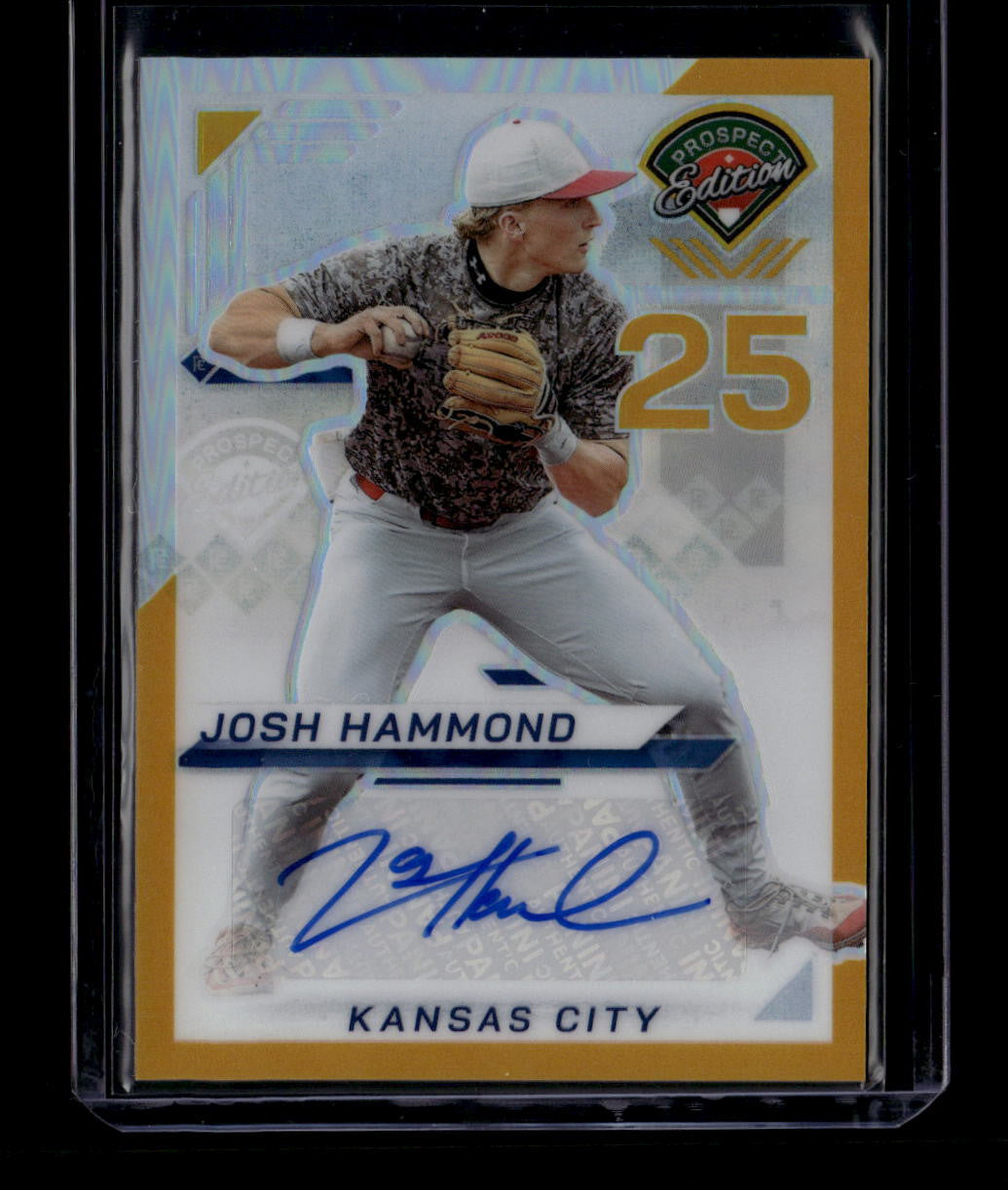 SOLD 180588 2025 Panini Prospect Holo Signatures Prizms Gold 75 Josh Hammond RC Auto 9/10