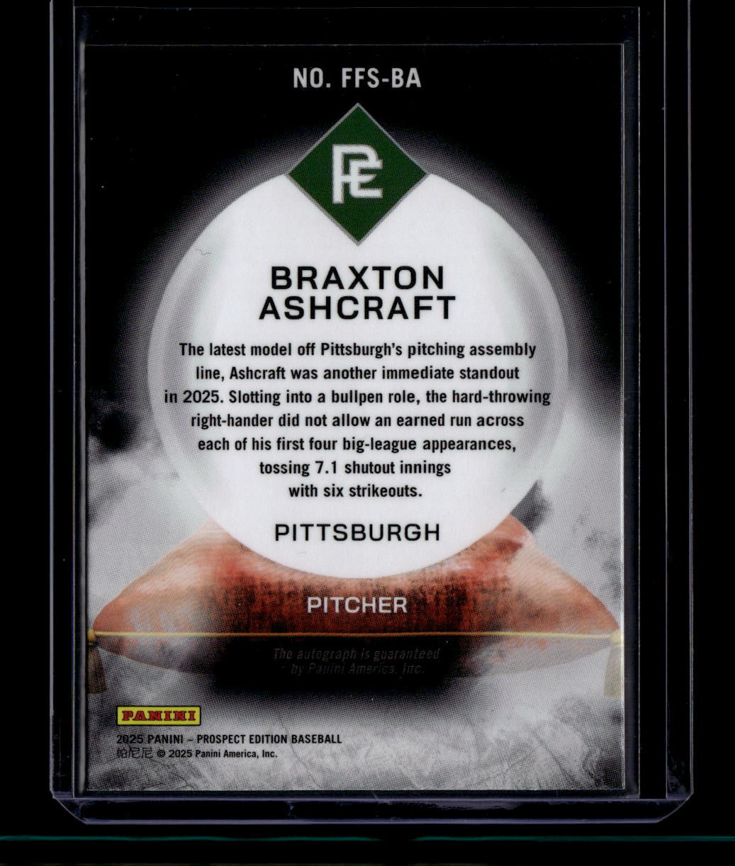 SOLD 180589 2025 Panini Prospect Franchise Futures Signatures Braxton Ashcraft RC Auto 2/25