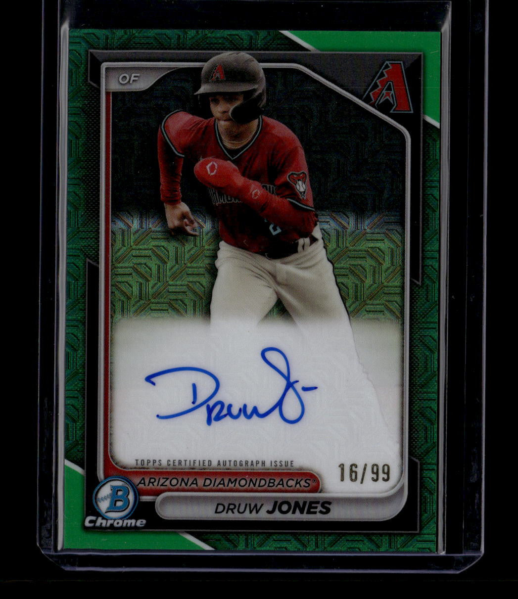 SOLD 180590 2024 Bowman Chrome Mega Box Autographs Green Refractor Druw Jones RC Auto 16/99