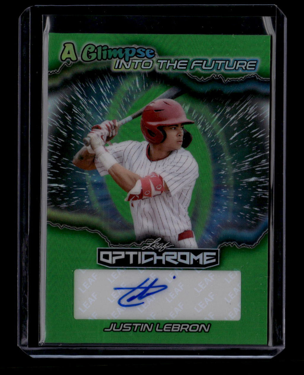 2025 Leaf Optichrome A Glimpse into the Future Green Justin Lebron RC Auto 1/6