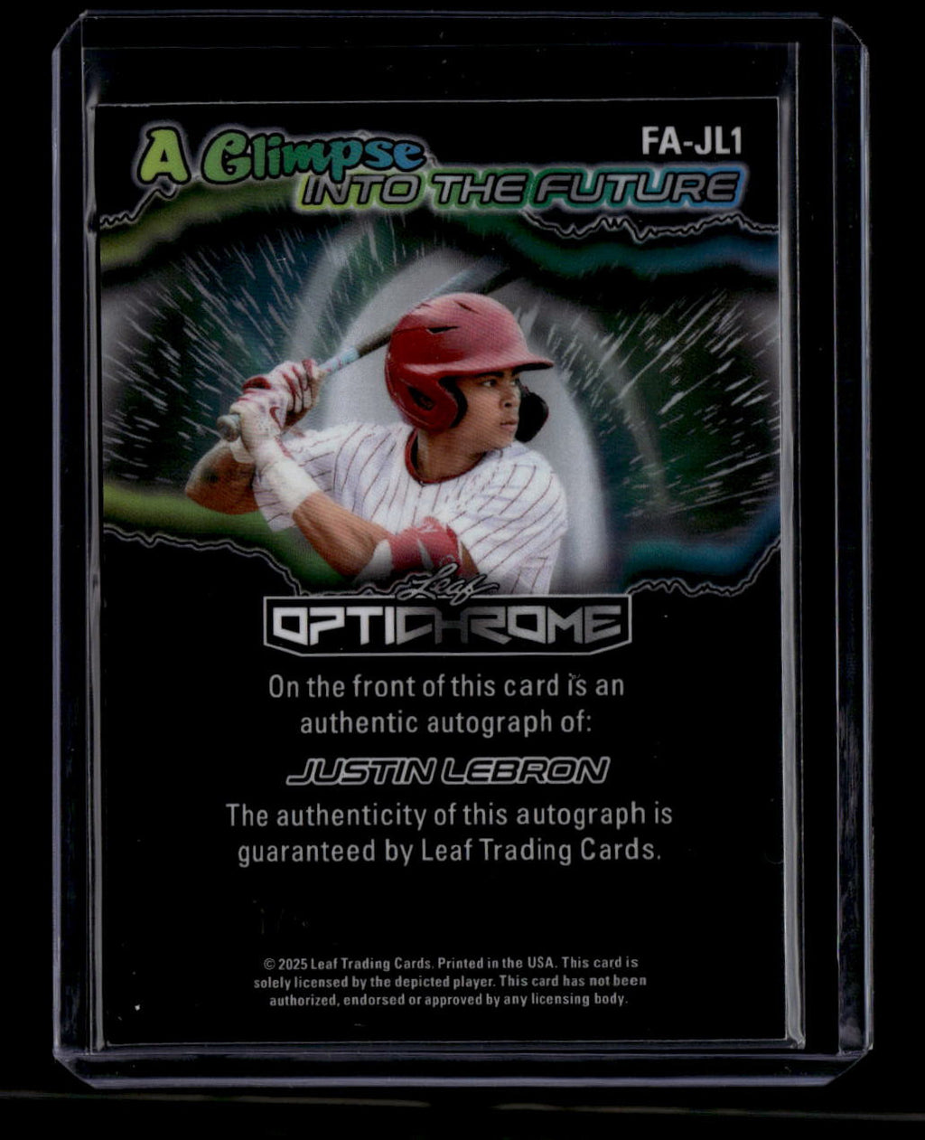 2025 Leaf Optichrome A Glimpse into the Future Green Justin Lebron RC Auto 1/6