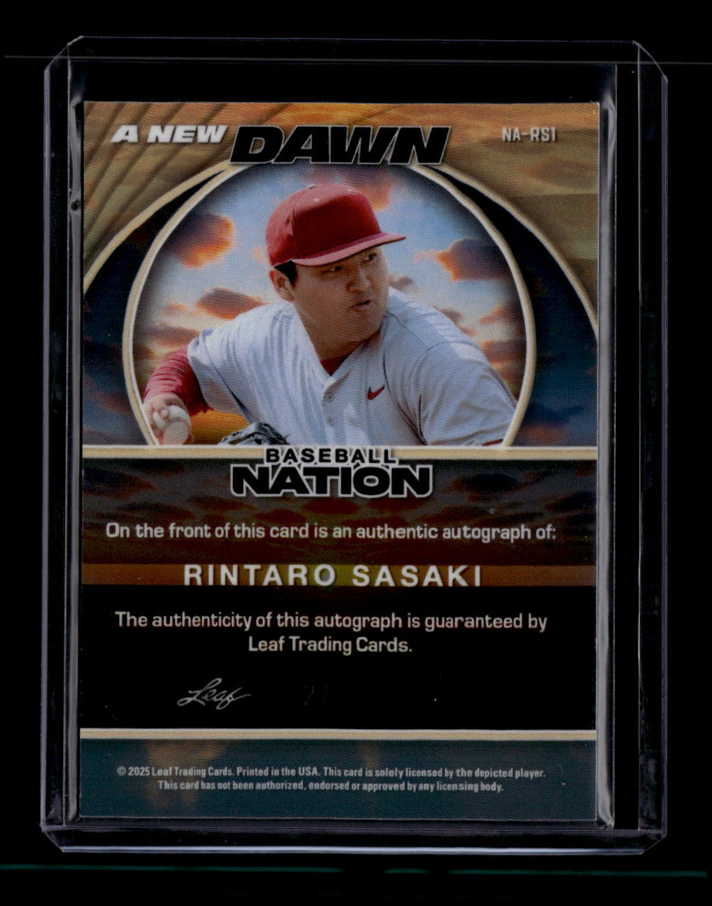 SOLD 180598 2025 Leaf Baseball Nation A New Dawn Purple Sparkles Rintaro Sasaki RC Auto 2/8