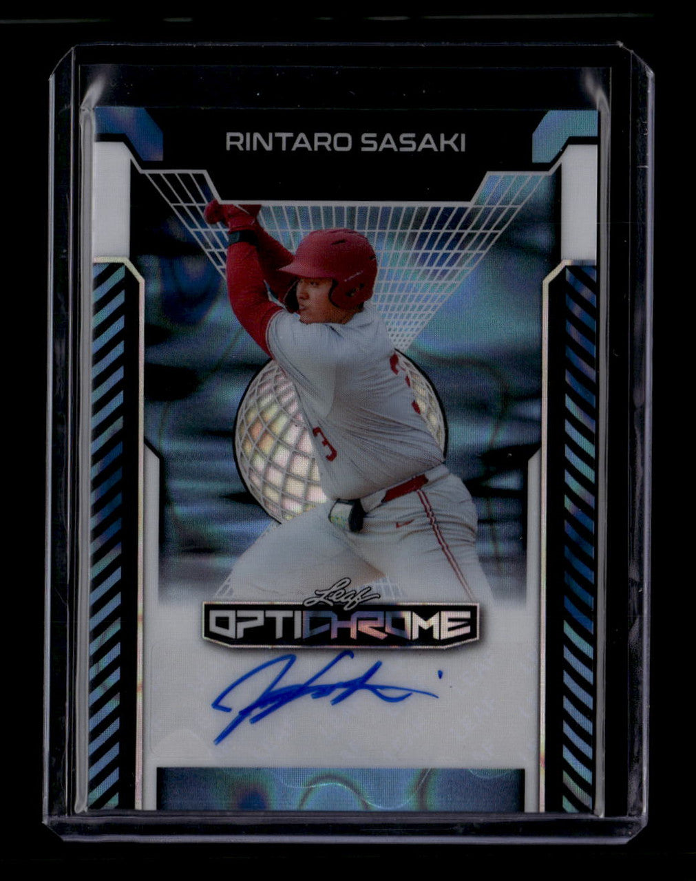 SOLD 180599 2025 Leaf Optichrome Blue Lava bars1 Rintaro Sasaki Rookie Auto 5/7