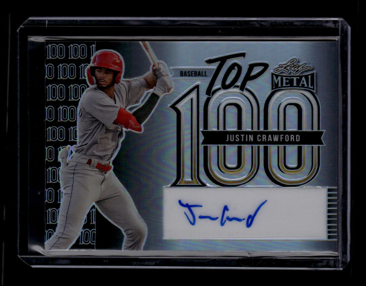 2023 Leaf Metal Top 100 Autographs Prismatic Black Justin Crawford RC Auto 3/10