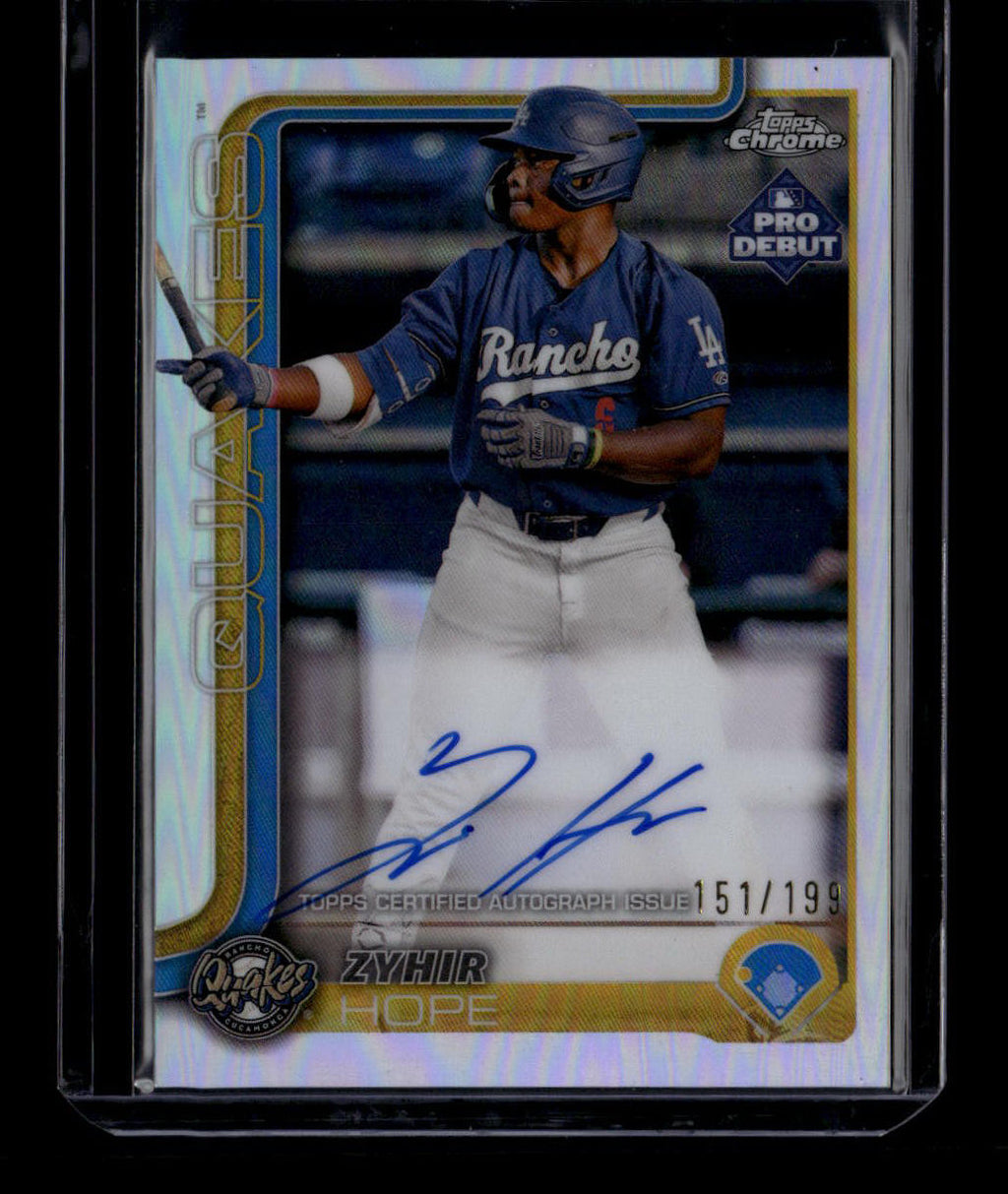 SOLD 180604 2025 Topps Pro Debut Chrome Autogrpahs Refractor pdc139 Zyhir Hope RC Auto /199