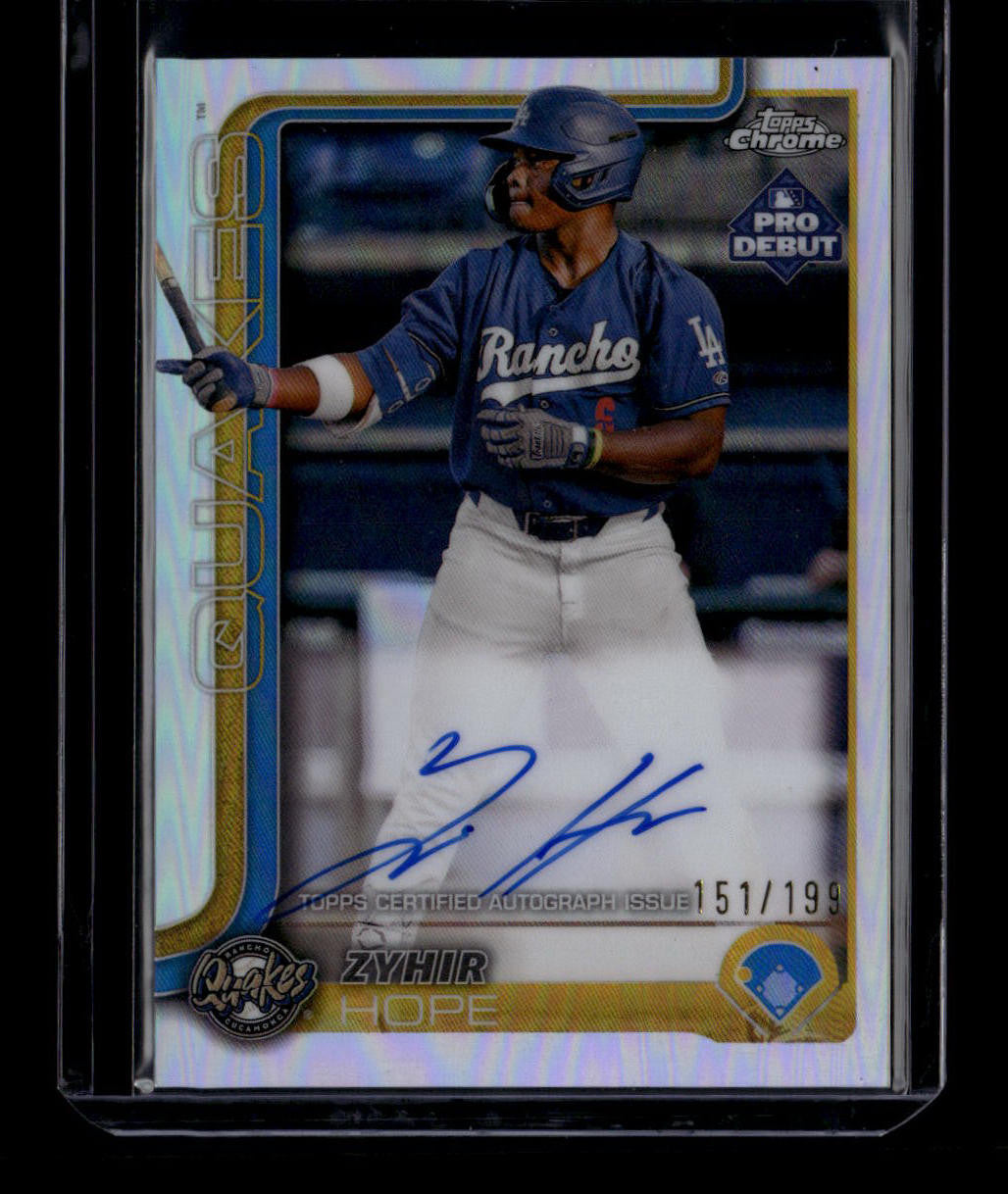 SOLD 180604 2025 Topps Pro Debut Chrome Autogrpahs Refractor pdc139 Zyhir Hope RC Auto /199