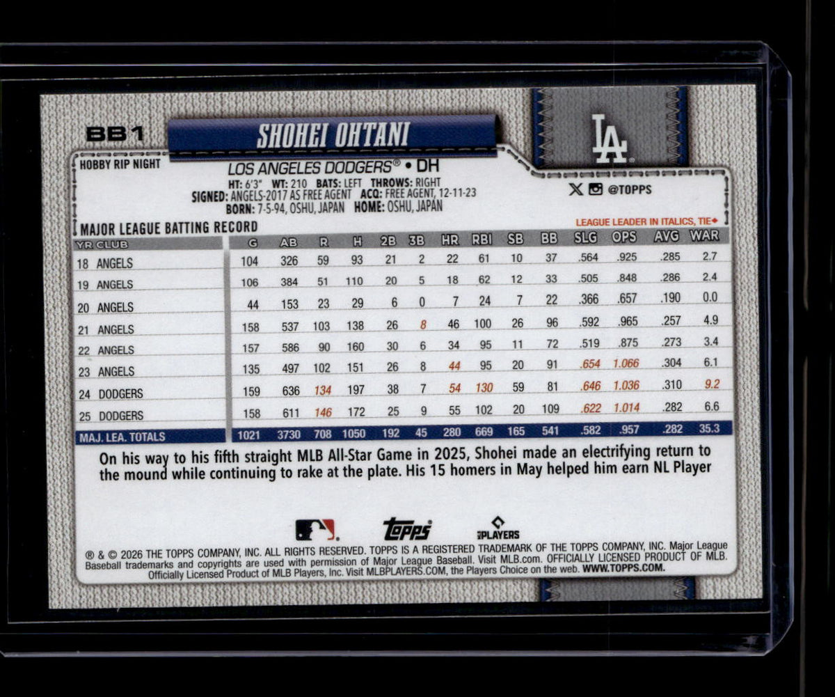 SOLD 180627 2026 Topps Hobby Rip Night Orange bb1 Shohei Ohtani