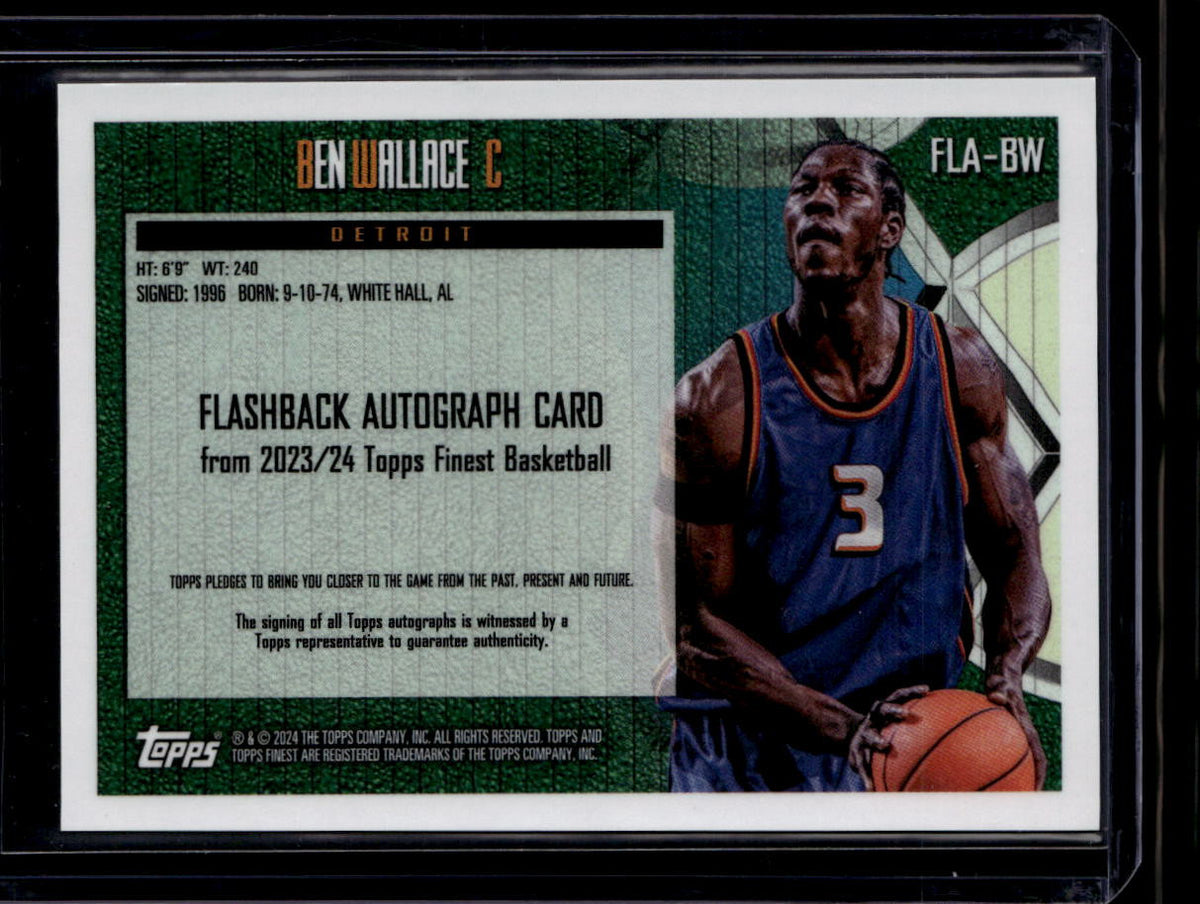 SOLD 180635 2023-24 Finest Flashback Autographs Black Refractor FLABW Ben Wallace Auto 14/25