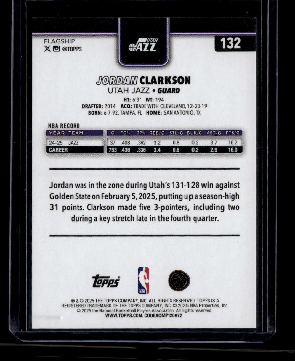 2025-26 Topps Diamante Red 132 Jordan Clarkson 4/5