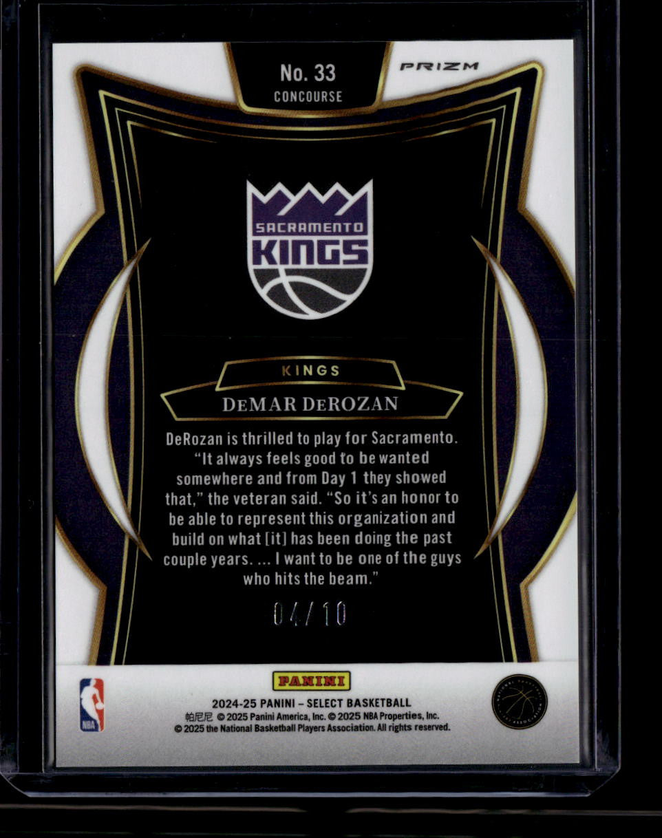 2024-25 Select Gold Prizms Refractor 33 DeMar DeRozan 4/10 Concourse