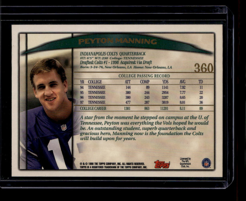 1998 Topps 360 Peyton Manning Rookie