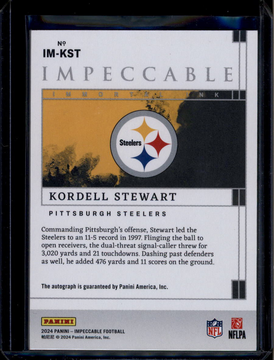 2024 Panini Impeccable Immortal Ink Silver 20 Kordell Stewart Auto 20/49