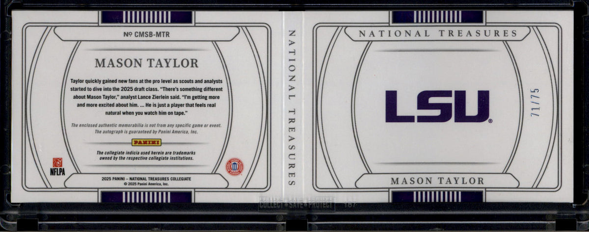 SOLD 180655 2025 National Treasures Signatures Booklet Mason Taylor RC Jersey Auto 71/75