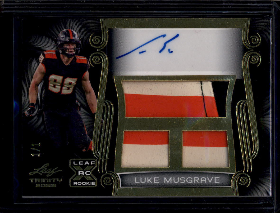 2023 Leaf Trinity Autographs Black Gold Luke Musgrave RC Triple Patch Auto 1/1